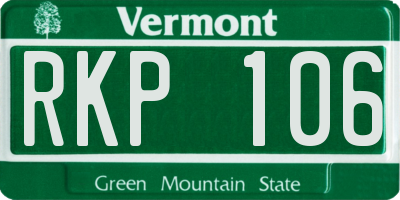 VT license plate RKP106