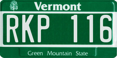 VT license plate RKP116