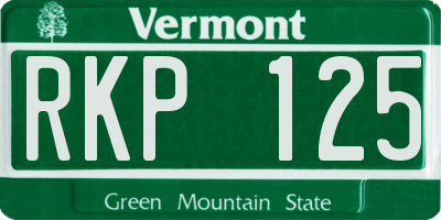 VT license plate RKP125