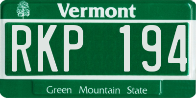 VT license plate RKP194