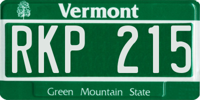 VT license plate RKP215