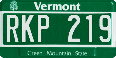 VT license plate RKP219
