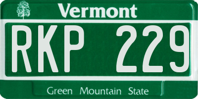 VT license plate RKP229