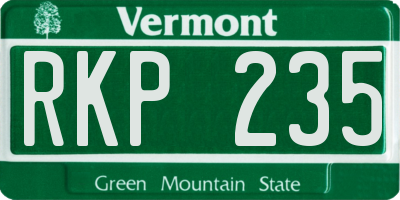 VT license plate RKP235