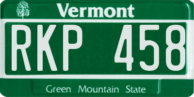 VT license plate RKP458