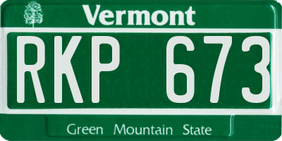 VT license plate RKP673