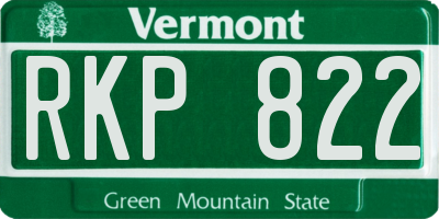 VT license plate RKP822