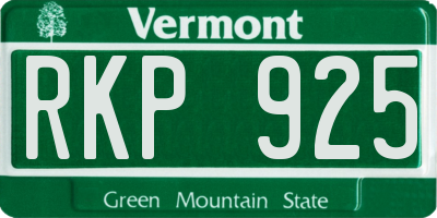 VT license plate RKP925
