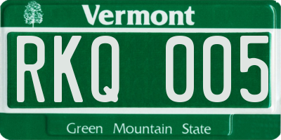 VT license plate RKQ005