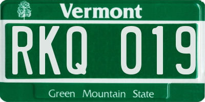 VT license plate RKQ019