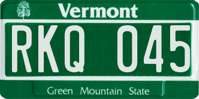VT license plate RKQ045