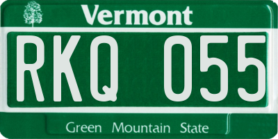 VT license plate RKQ055