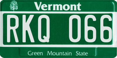 VT license plate RKQ066