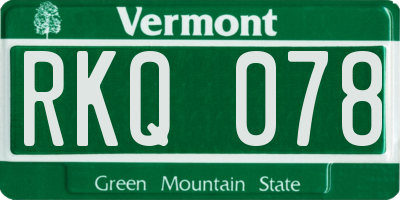 VT license plate RKQ078