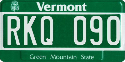 VT license plate RKQ090