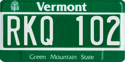 VT license plate RKQ102
