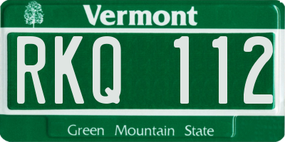 VT license plate RKQ112