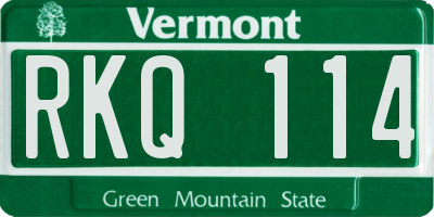 VT license plate RKQ114