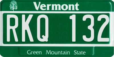 VT license plate RKQ132
