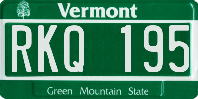 VT license plate RKQ195