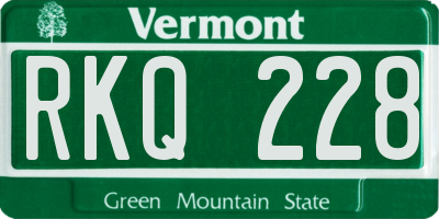 VT license plate RKQ228