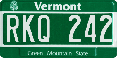 VT license plate RKQ242