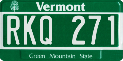 VT license plate RKQ271