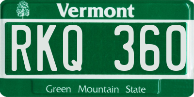 VT license plate RKQ360