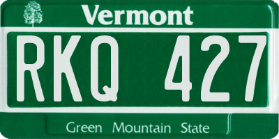 VT license plate RKQ427