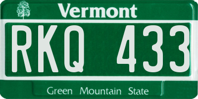 VT license plate RKQ433