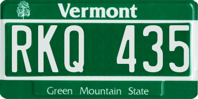 VT license plate RKQ435