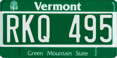 VT license plate RKQ495