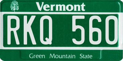 VT license plate RKQ560