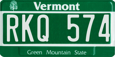VT license plate RKQ574