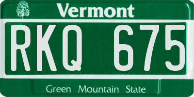 VT license plate RKQ675