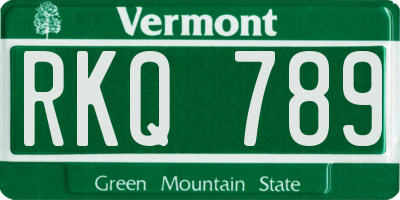 VT license plate RKQ789