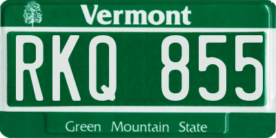 VT license plate RKQ855
