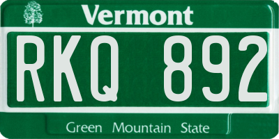 VT license plate RKQ892