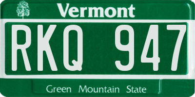 VT license plate RKQ947