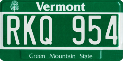 VT license plate RKQ954