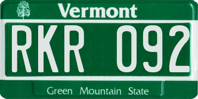 VT license plate RKR092