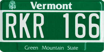 VT license plate RKR166
