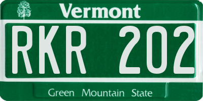 VT license plate RKR202
