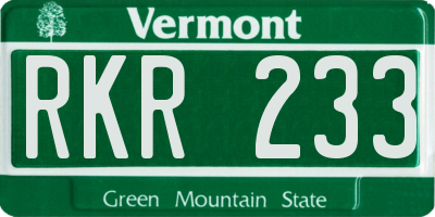 VT license plate RKR233