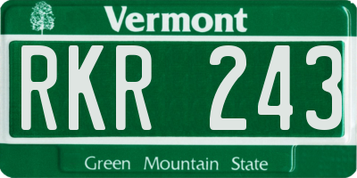 VT license plate RKR243