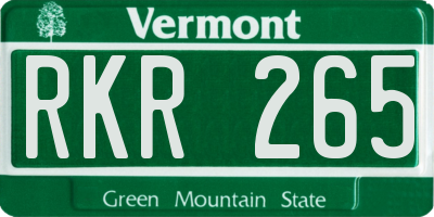 VT license plate RKR265