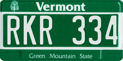 VT license plate RKR334
