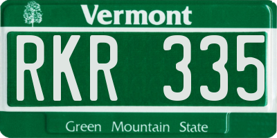 VT license plate RKR335