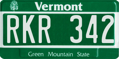 VT license plate RKR342