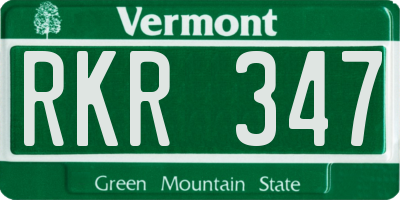 VT license plate RKR347